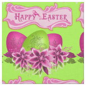復活祭の卵と花ハッピーイースター4.5インチ ファブリック (クローズアップ)