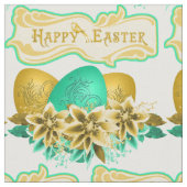 復活祭の卵と花ハッピーイースター4.5インチ ファブリック (クローズアップ)