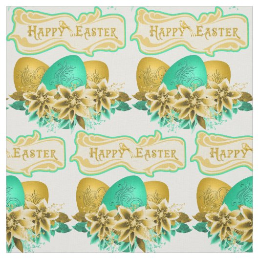 復活祭の卵と花ハッピーイースター4.5インチ ファブリック (見本)
