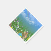 復活祭の卵と虹を持つ花の房 スタンダードカクテルナプキン (角)