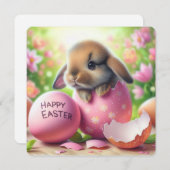 復活祭の卵のバニーと花 シーズンカード (正面/裏面)
