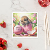 復活祭の卵のバニーと花 スタンダードカクテルナプキン (インサイチュ)