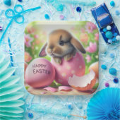 復活祭の卵のバニーと花 ペーパープレート (パーティー)