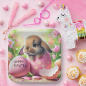 復活祭の卵のバニーと花 ペーパープレート (パーティー)