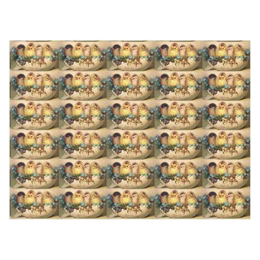 復活祭の卵の花を持つ鶏 テーブルクロス (正面(横))