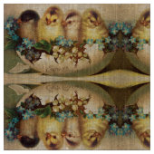 復活祭の卵の花を持つ鶏 ファブリック (クローズアップ)