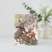 復活祭の卵を届けるゴージャスなスノーバニー シーズンポストカード (スタンド正面)