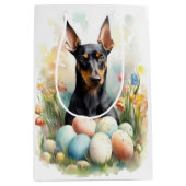 復活祭の卵を持つドーバーマン ミディアムペーパーバッグ (正面)