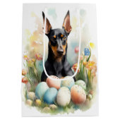 復活祭の卵を持つドーバーマン ミディアムペーパーバッグ (裏面)