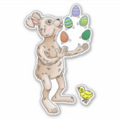 復活祭の卵を持つ復活祭のバニーのジャグル シール (正面)