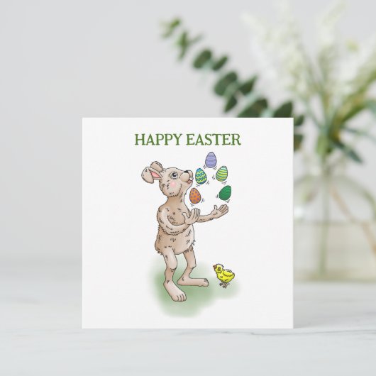 復活祭の卵を持つ復活祭のバニーのジャグル 招待状 (スタンド正面)