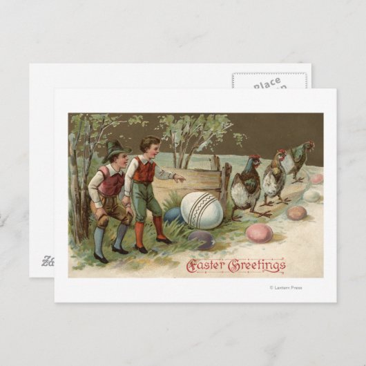 復活祭の卵を指摘する巡礼者 シーズンポストカード (正面/裏面)