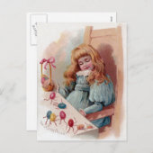 復活祭の卵を生み出す夢を見る少女 シーズンポストカード (正面/裏面)