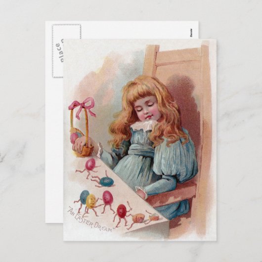復活祭の卵を生み出す夢を見る少女 シーズンポストカード (正面/裏面)