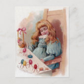 復活祭の卵を生み出す夢を見る少女 シーズンポストカード (正面)