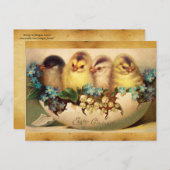 復活祭の卵パーチメントの花を持つ鶏 シーズンポストカード (正面/裏面)