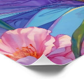 復活祭の卵ピンクの花とレッドヘッドピンアップ ポスター (コーナー)