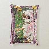 復活祭の卵狩りをする子供と動物たち（ヴィンテージ） アクセントクッション (裏面(縦))