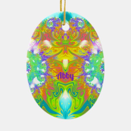 ～復活祭の卵～フラクタル色数々のの～かわいらし セラミックオーナメント (裏面)