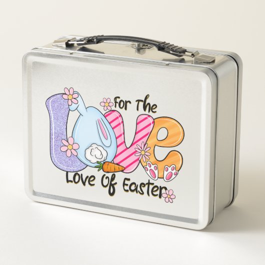 復活祭の愛のために – かわいいバニー&エッグ メタルランチボックス (裏面)