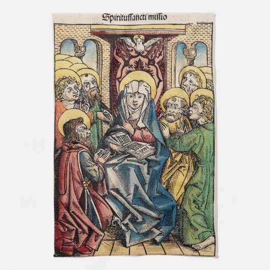 復活祭の日曜日の後のペンテコステのシーン キッチンタオル (縦)