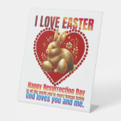 復活祭の日曜日、復活祭を愛し、神は私と貴方を愛し、 台座サイン (正面)