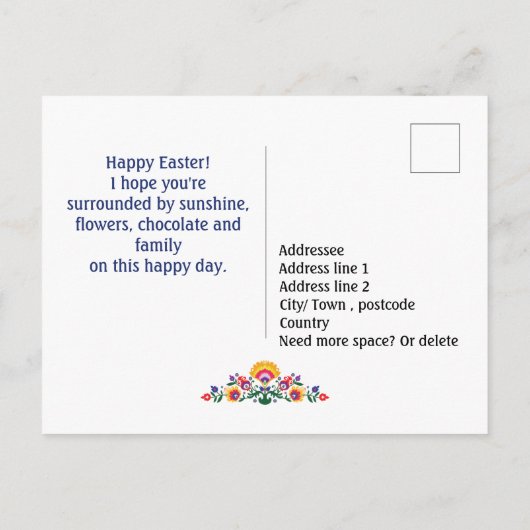 😍復活祭の民俗カスタム文字はがき ポストカード (裏面)
