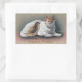 復活祭の猫と雛 長方形シール (バッグ)