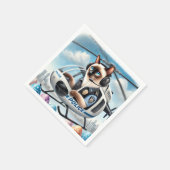 復活祭の猫好き中に働く警察 スタンダードカクテルナプキン (角)