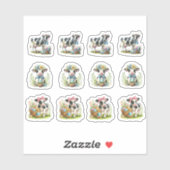 復活祭の白黒の牛 シール (シート)