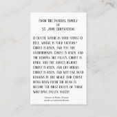 復活祭の聖カードと聖ヨハネ祈りの言葉 名刺 (裏面)