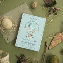 復活祭の花で熱気球バスケットに入ったバニー