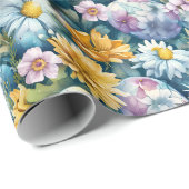 復活祭の花と着色卵 ラッピングペーパー (ロールコーナー)