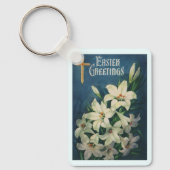 復活祭の花、ヴィンテージ宗教復活祭 キーホルダー (正面)