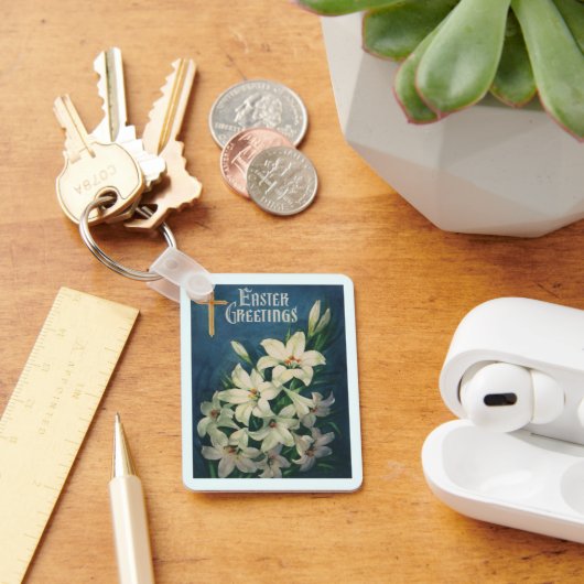 復活祭の花、ヴィンテージ宗教復活祭 キーホルダー (デスク)