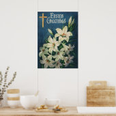 復活祭の花、ヴィンテージ宗教復活祭 ポスター (キッチン)