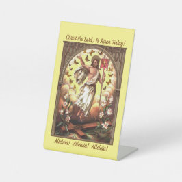 復活祭の蝶のフラッタの中で復活したキリスト 台座サイン