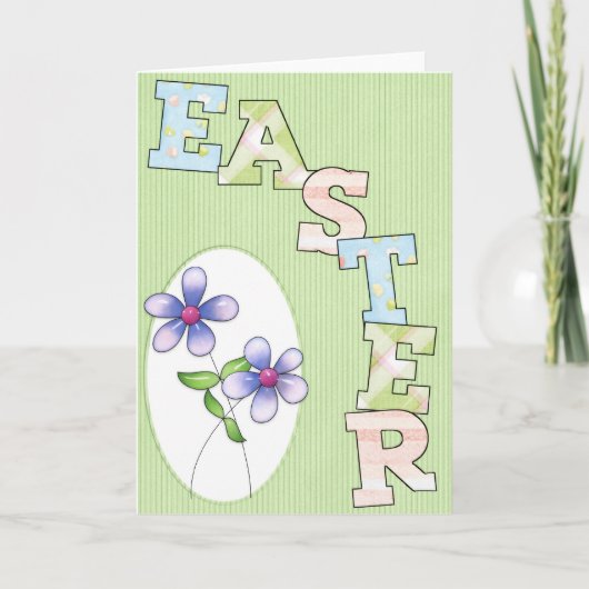 復活祭の言葉と花イースターホリデーカード シーズンカード (正面)