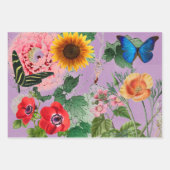 復活祭の贈り物ラッピングシーツ花とバンニ ラッピングペーパーシート (正面3)