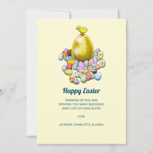復活祭の雛とゴールデンイースターの卵 シーズンカード (正面)