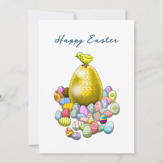 復活祭の雛とゴールデンイースターの卵 シーズンカード (正面)