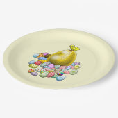 復活祭の雛とゴールデンイースターの卵 ペーパープレート (アングル)