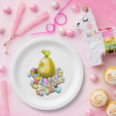 復活祭の雛とゴールデンイースターの卵 ペーパープレート (パーティー)
