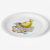 復活祭の雛とゴールデンイースターの卵 ペーパープレート (アングル)