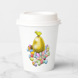 復活祭の雛とゴールデンイースターの卵 紙コップ