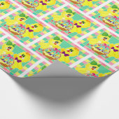 復活祭の雛と雛と卵のバスケット ラッピングペーパー (角)