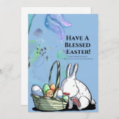 復活祭の青い水の色の背景 シーズンカード (正面/裏面)