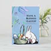 復活祭の青い水の色の背景 シーズンカード (スタンド正面)