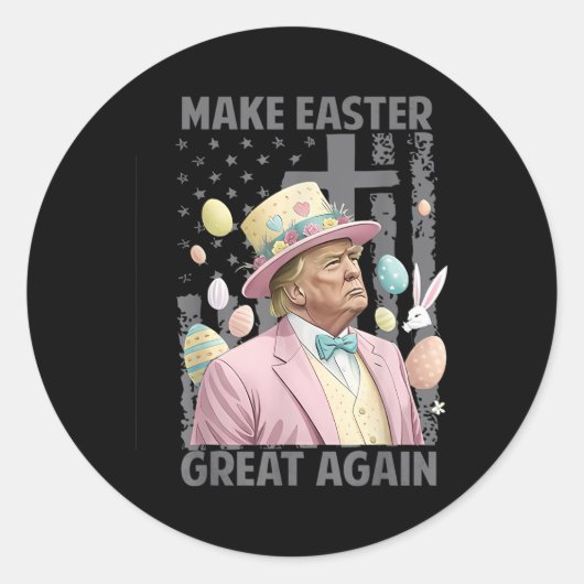 復活祭を再び素晴らしトランプ総おもしろい長にする ラウンドシール (正面)