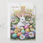 復活祭イースター バニー 十字架 花柄 シーズンカード (正面)